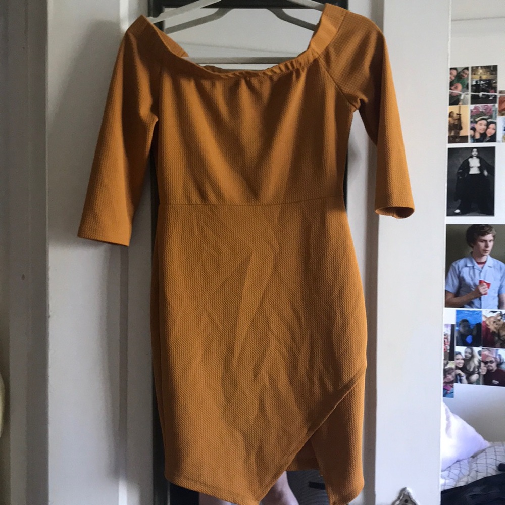 Yellow body con dress